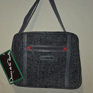 Vintage Oscar de la Renta Gray Tweed Travel Luggage Carry On Bag Duffle CLASSIC